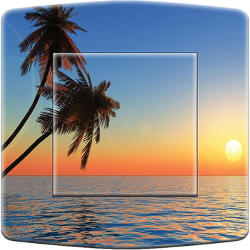 Interrupteur DÉCORÉ plage coucher de soleil avec palmier - Interrupteur décoré