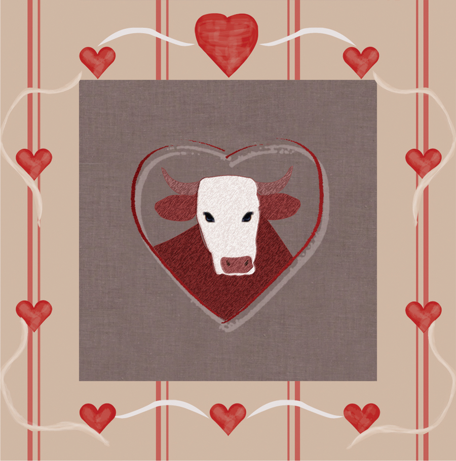Interrupteur DÉCORÉ coeur et vache 2